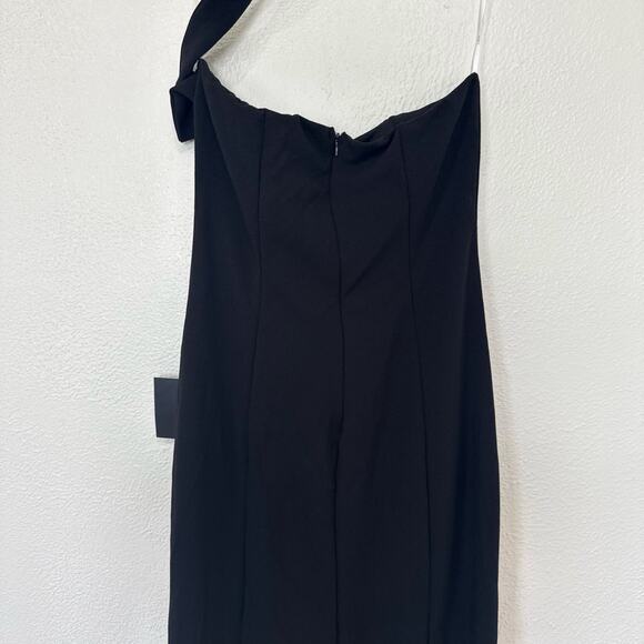 NWT Lulus Seraphina Black Asymmetrical Column Maxi Dress Formal Black Tie Medium - Picture 7 of 10